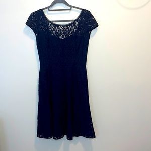 White House | Black Market Dress Back Zip Lace Navy Blue Size 4